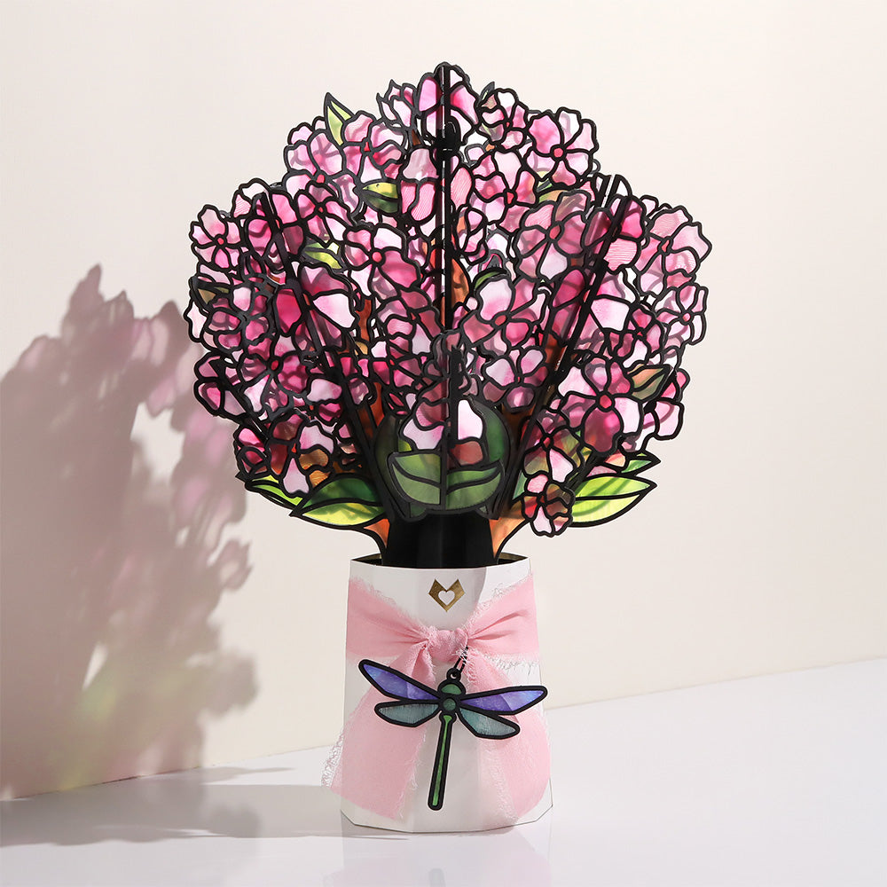 Birthday Cherry Blossom Pop-Up Card and Suncatcher Bouquet Bundle