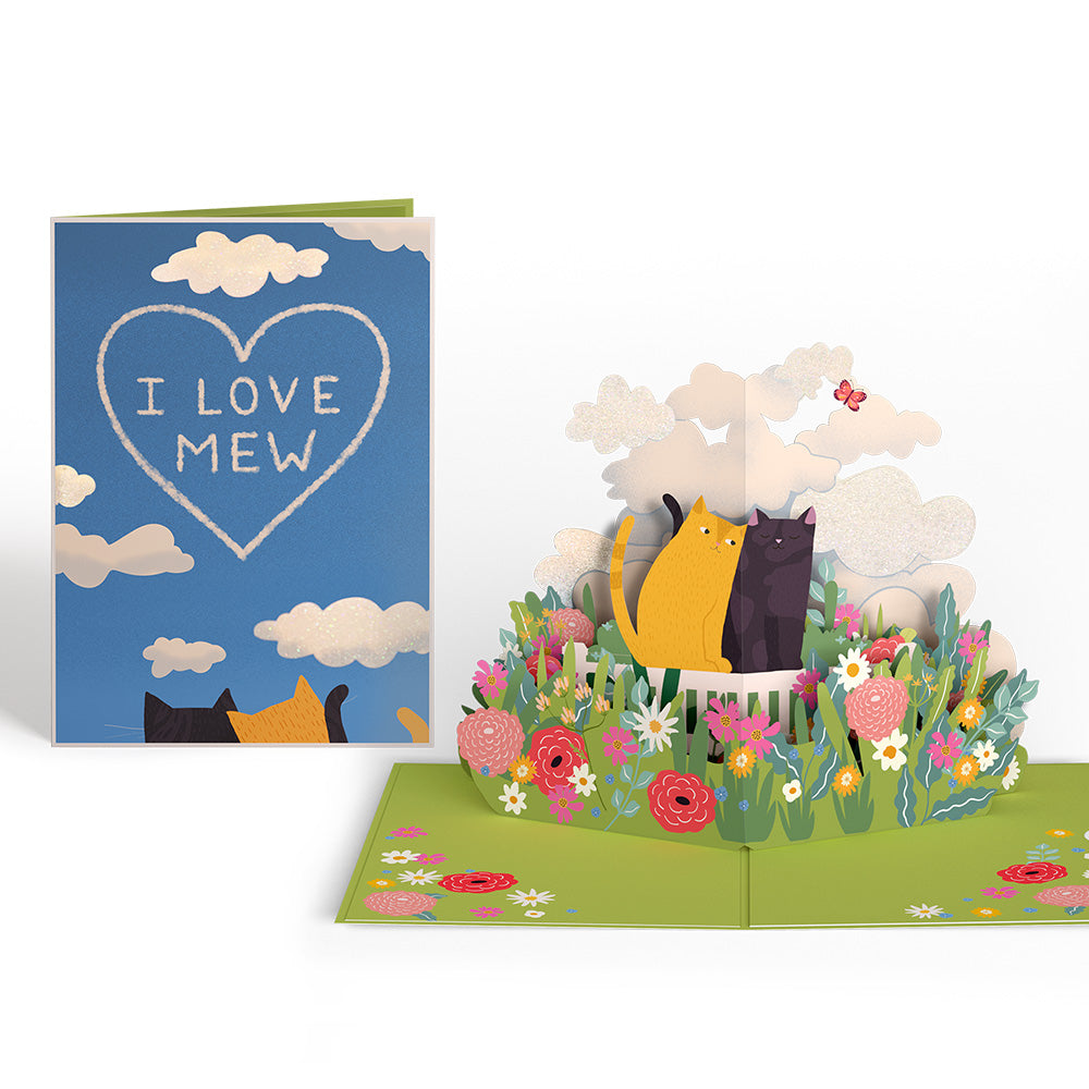 I Love Mew Cats Pop-Up Card & Glitter Bouquet Bundle
