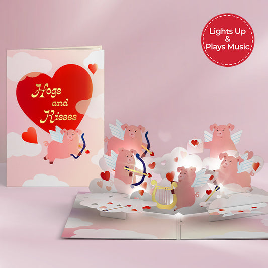 Hogs and Kisses Music and Lights Pop-Up Card