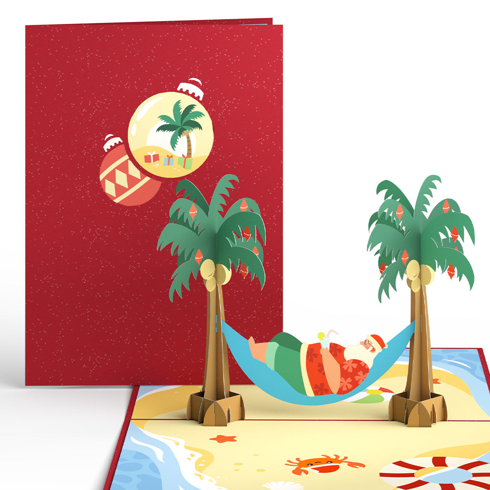Beach Santa Pop-Up Card