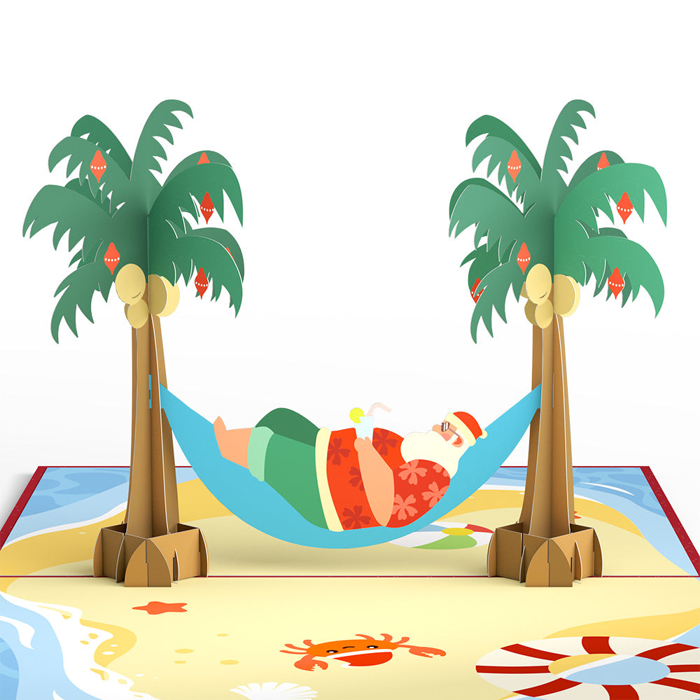Beach Santa Pop-Up Card