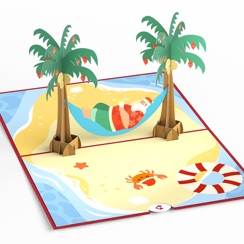 Beach Santa Pop-Up Card