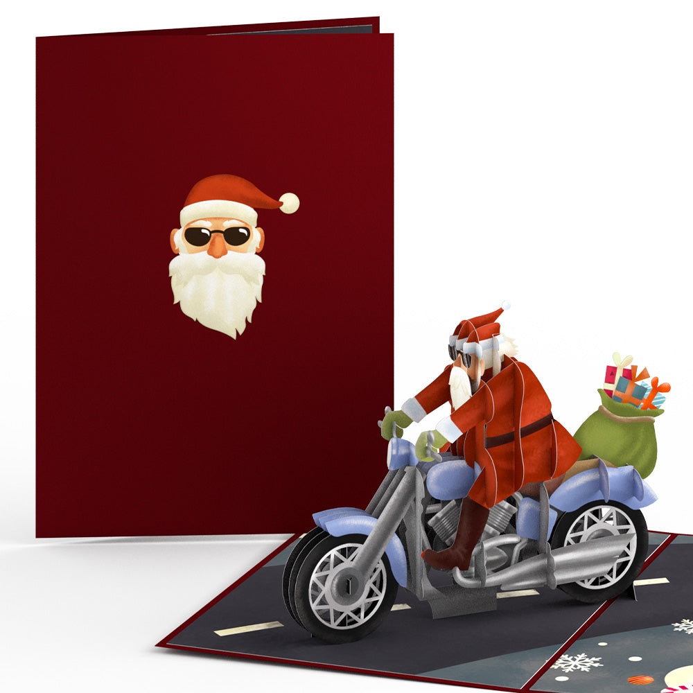 Santa Motorcycle Pop-Up Card