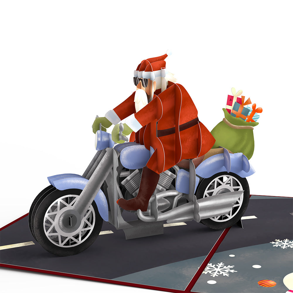 Santa Motorcycle Pop-Up Card
