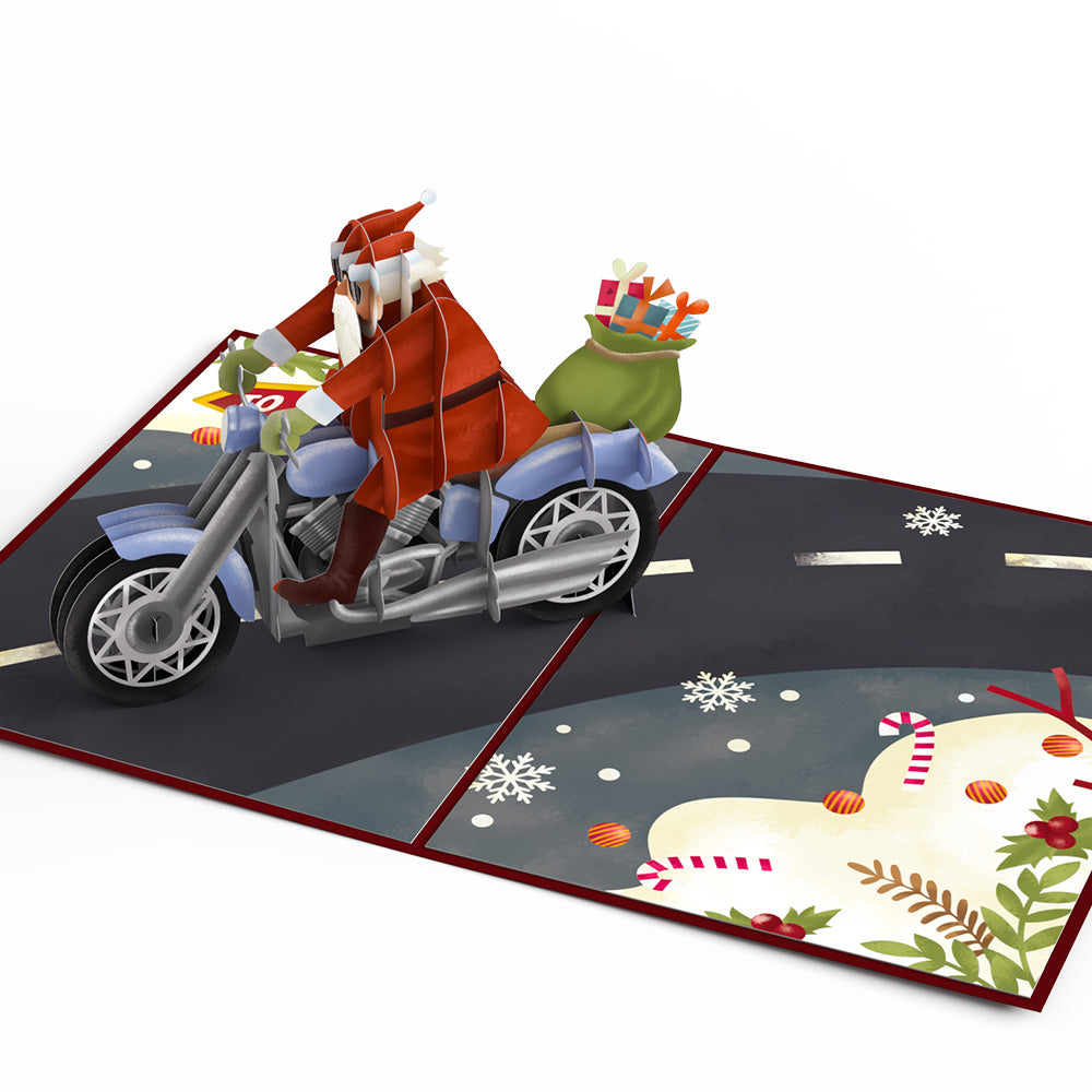 Santa Motorcycle Pop-Up Card