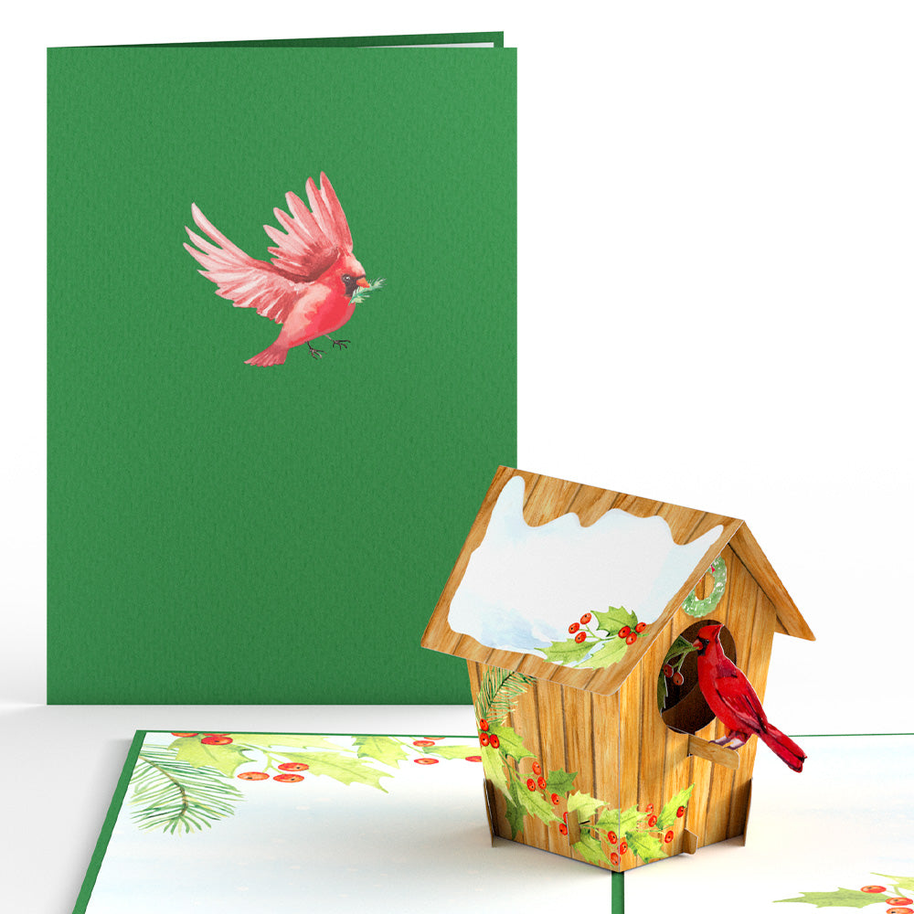 Cardinal Birdhouse Pop-Up Card