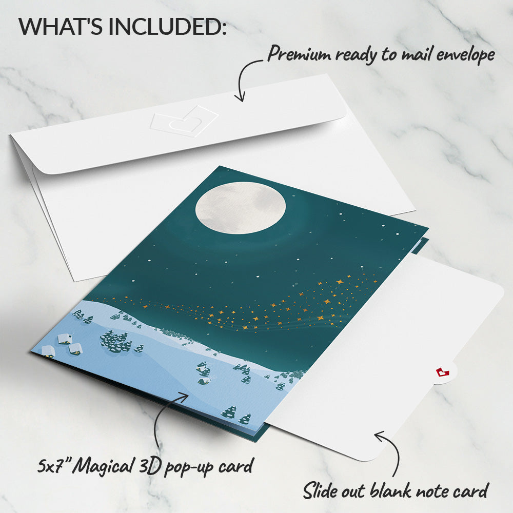 Winter Night Santa Sleigh Pop-Up Card
