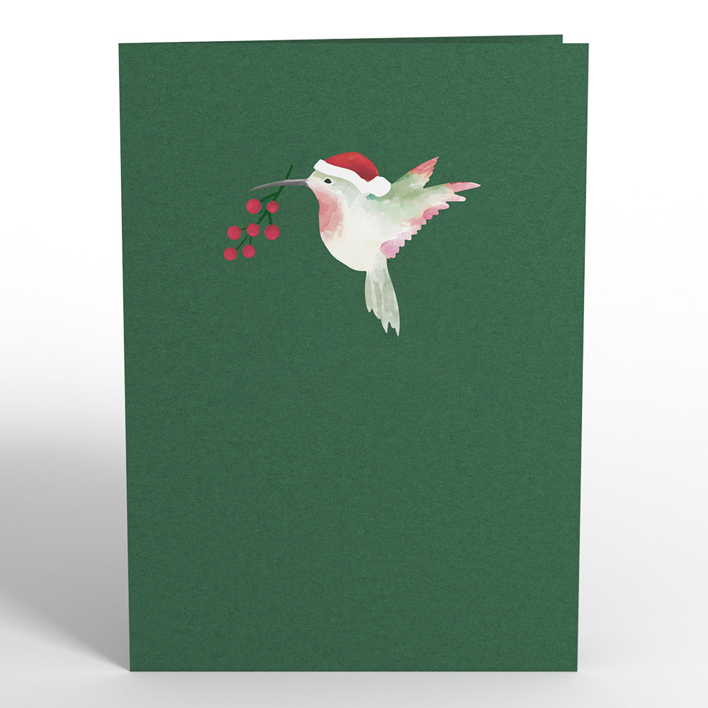 Hummingbirds on Poinsettias Pop-Up Card