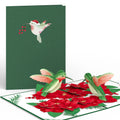 Hummingbirds on Poinsettias Pop-Up Card