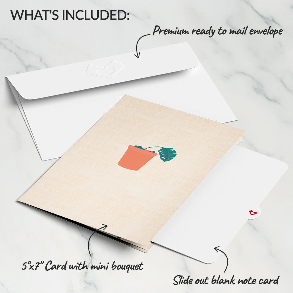 Monstera Card With Mini Bouquet