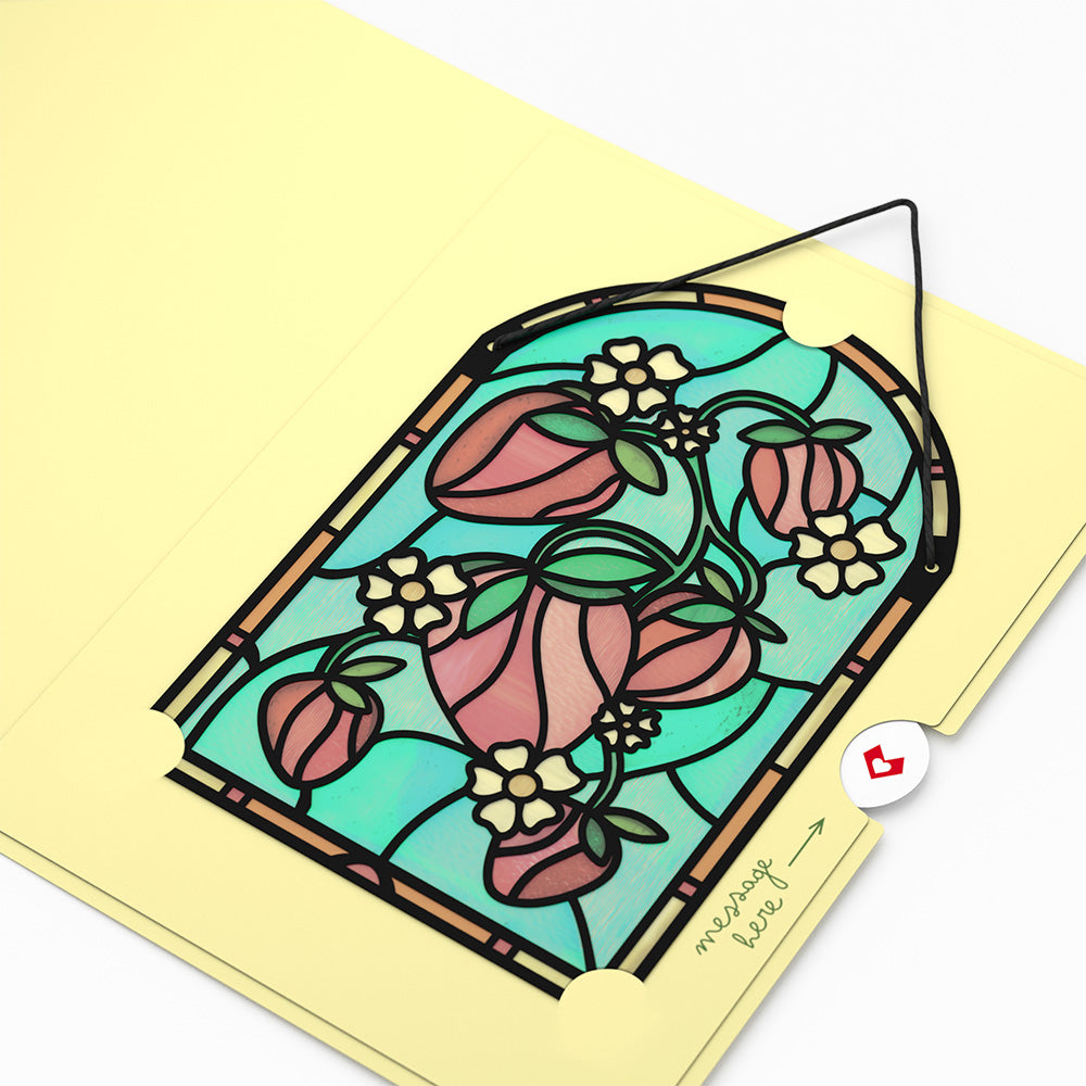 Sweet Strawberries Suncatcher Card