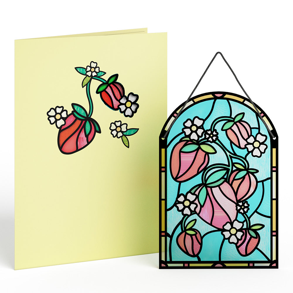 Sweet Strawberries Suncatcher Card