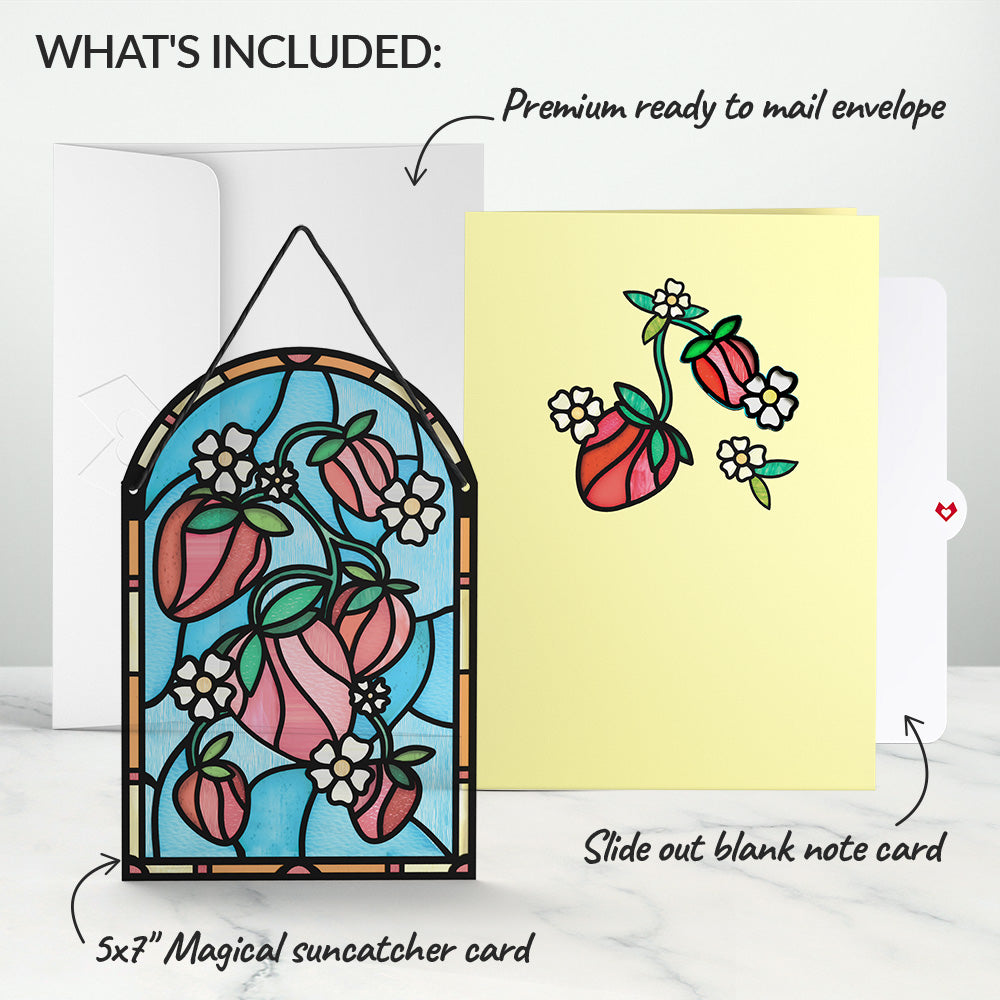 Sweet Strawberries Suncatcher Card