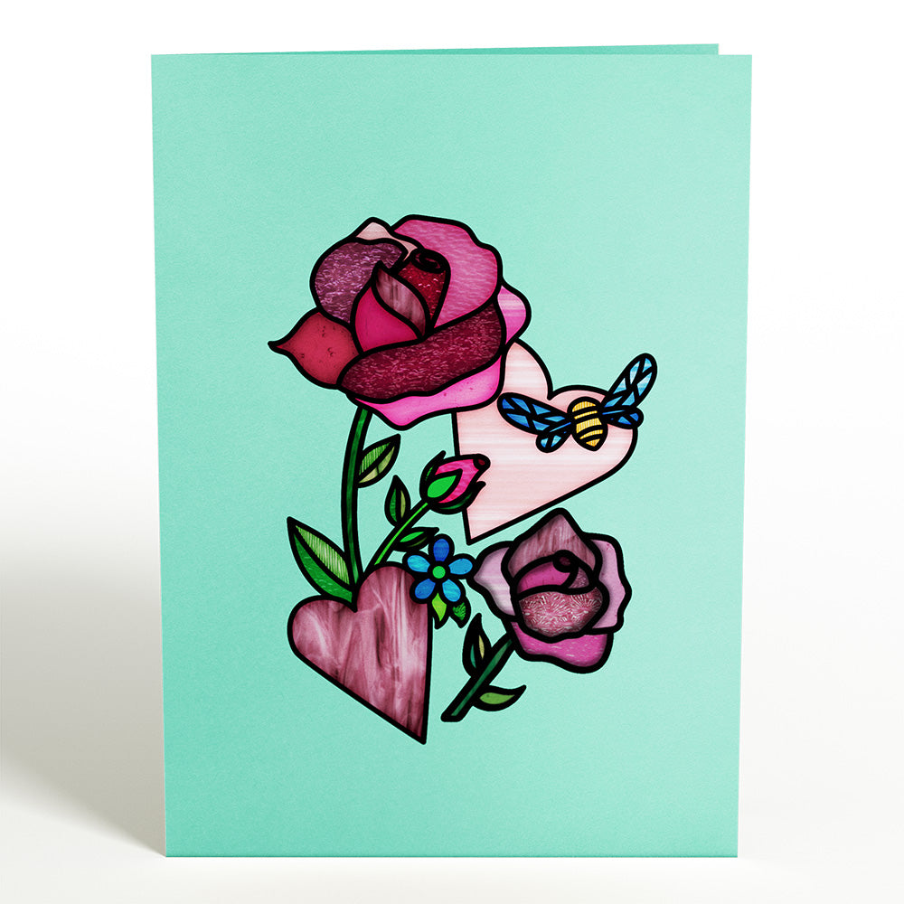 Bee-u-tiful Roses Suncatcher Card