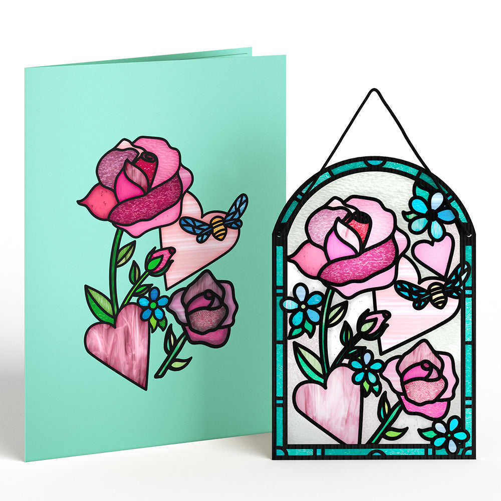 Bee-u-tiful Roses Suncatcher Card