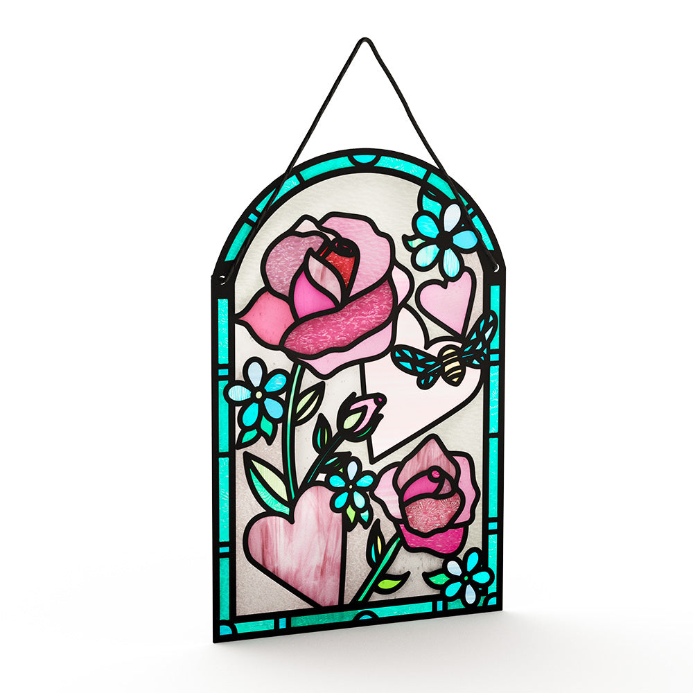 Bee-u-tiful Roses Suncatcher Card