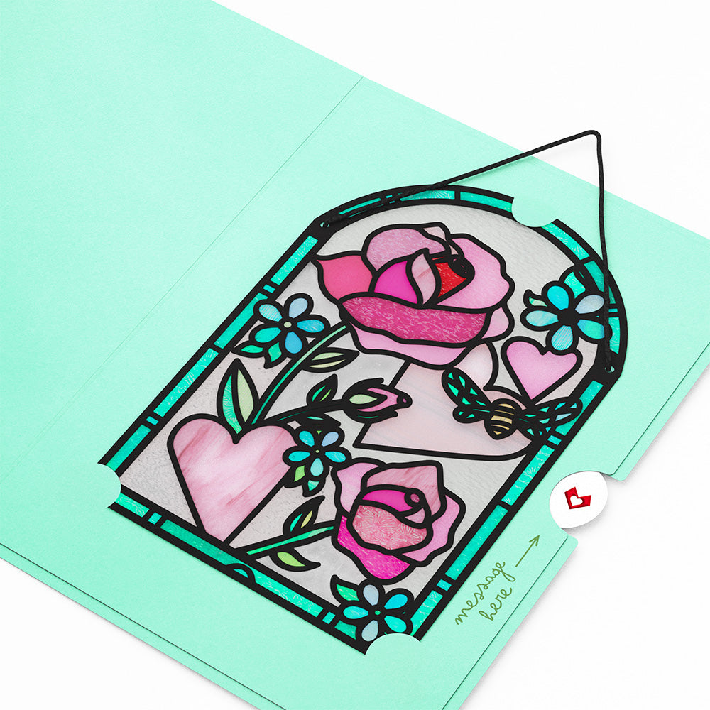 Bee-u-tiful Roses Suncatcher Card