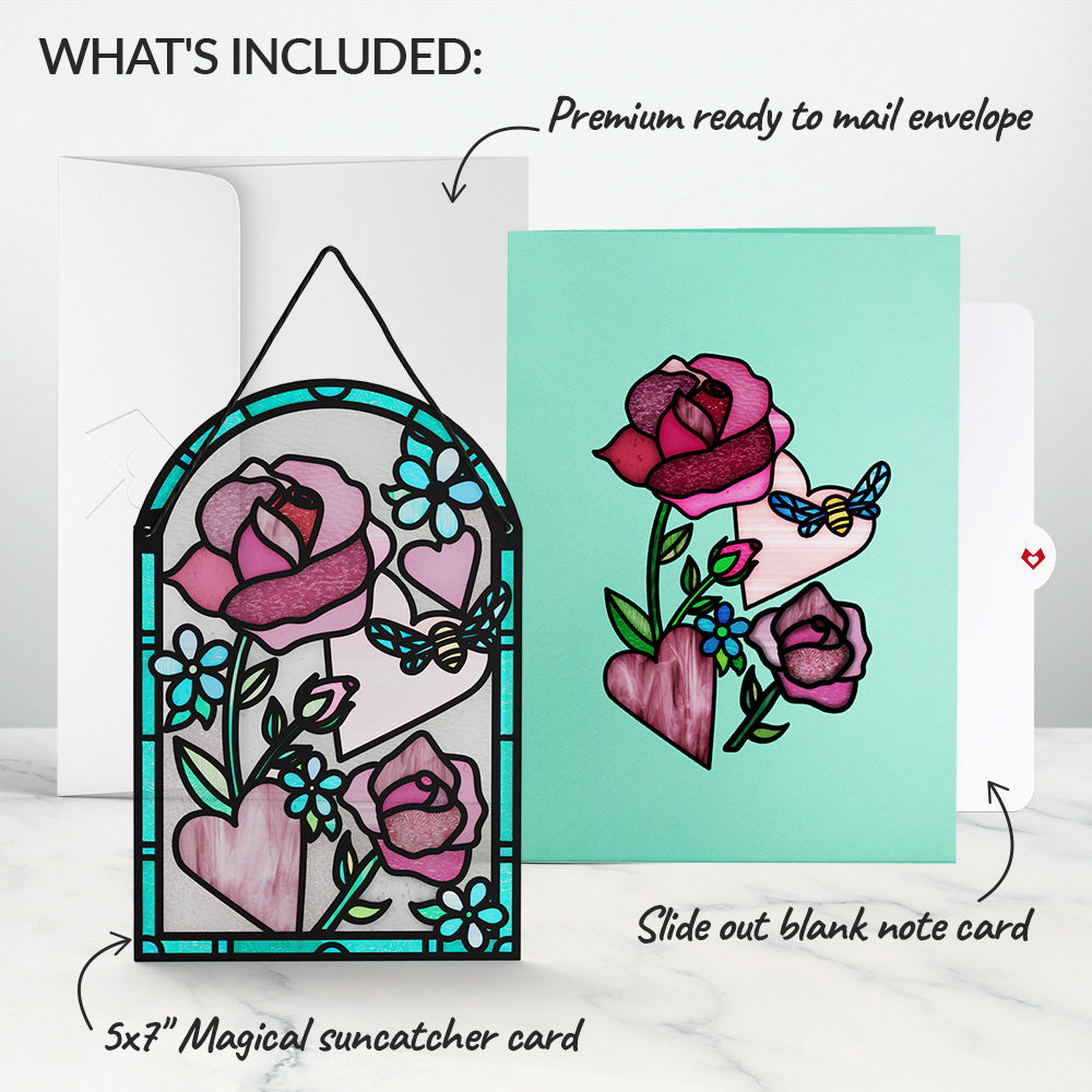 Bee-u-tiful Roses Suncatcher Card