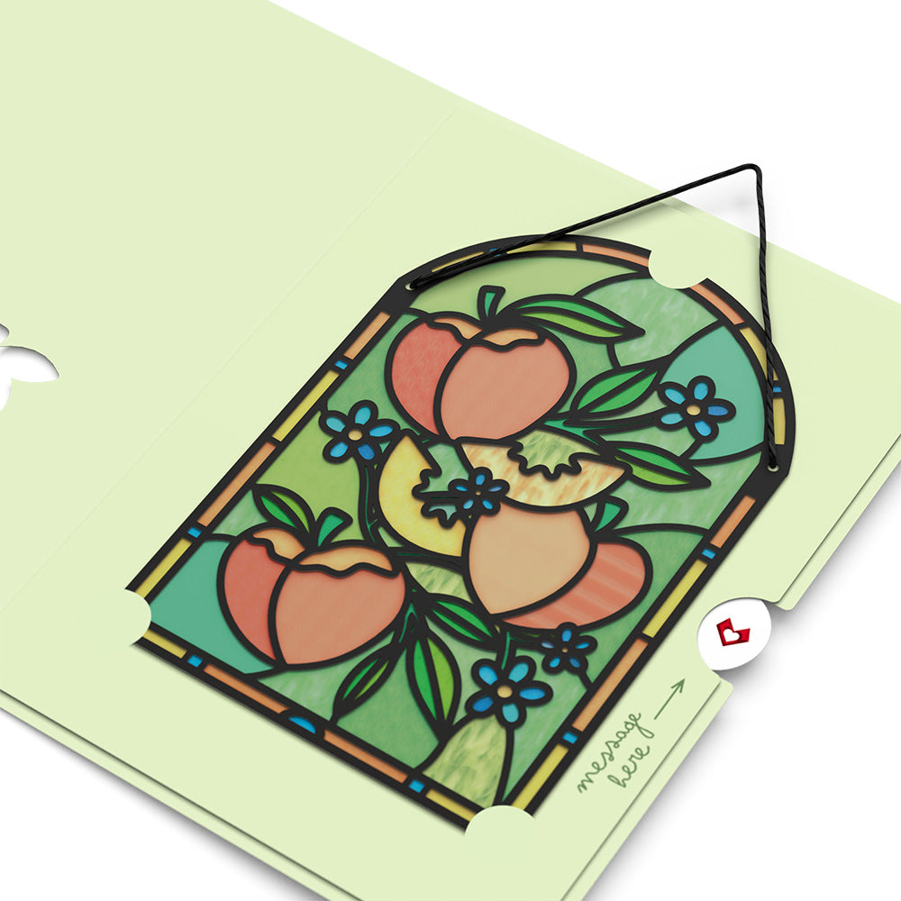 Golden Peaches Suncatcher Card