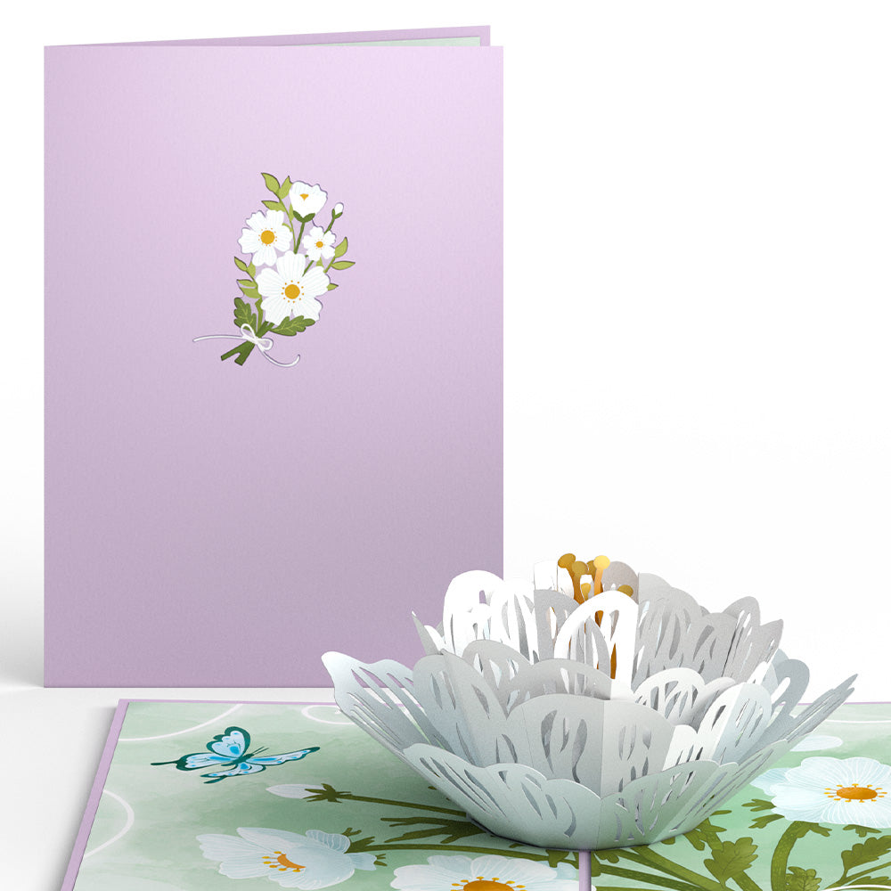 Frilly White Poppy Pop-Up Card