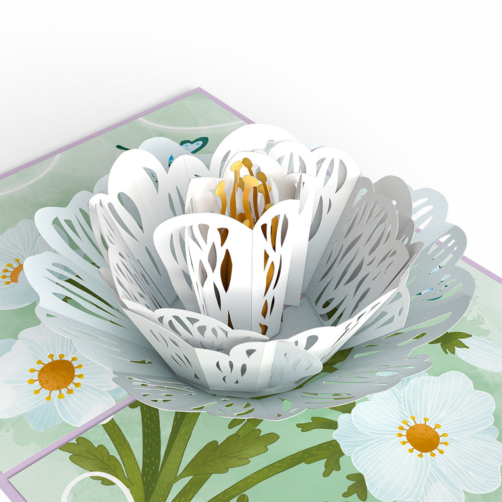 Frilly White Poppy Pop-Up Card