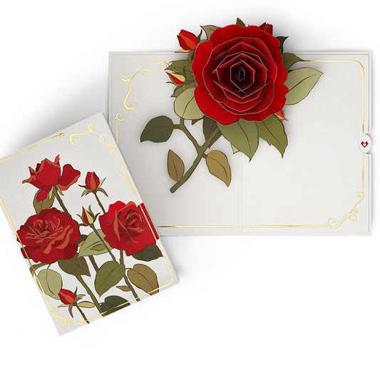 Elegant Red Rose Pop-Up Card
