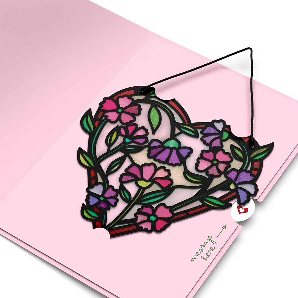 Floral Heart Suncatcher Card
