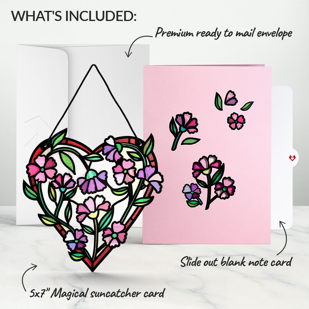 Floral Heart Suncatcher Card