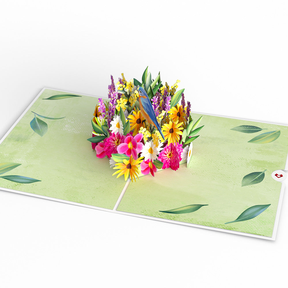 Vibrant Garden Blooms Pop-Up Card