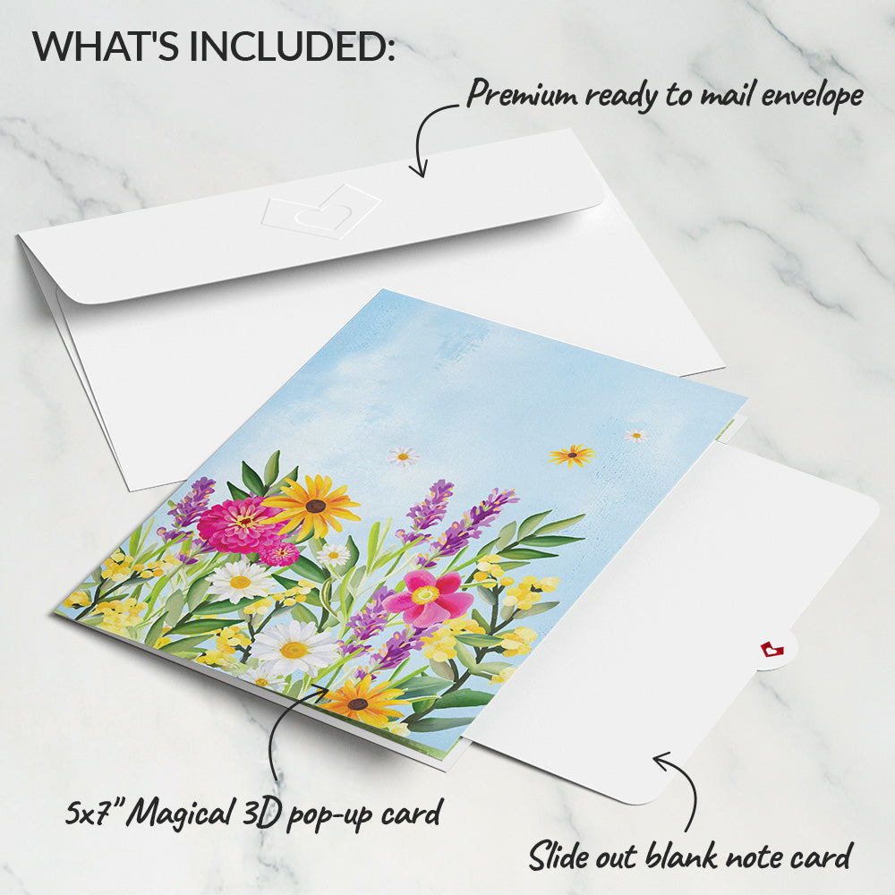 Vibrant Garden Blooms Pop-Up Card