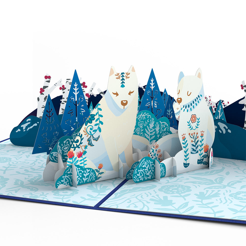 Whimsical Winter Foxes Pop-Up Card