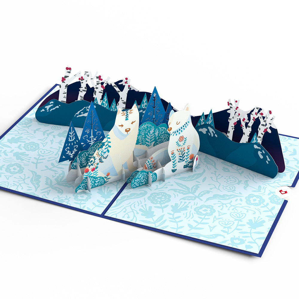 Whimsical Winter Foxes Pop-Up Card