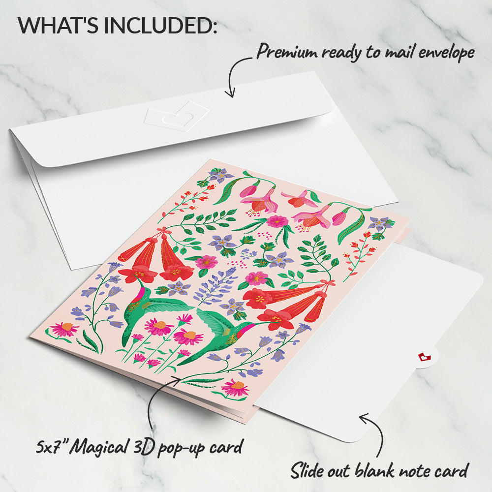 Whimsical Hummingbird Pop-Up Card