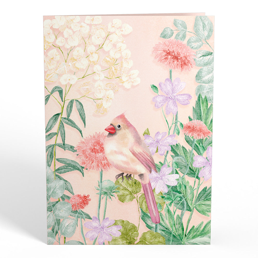 Cardinals in the Garden Pop-Up Card