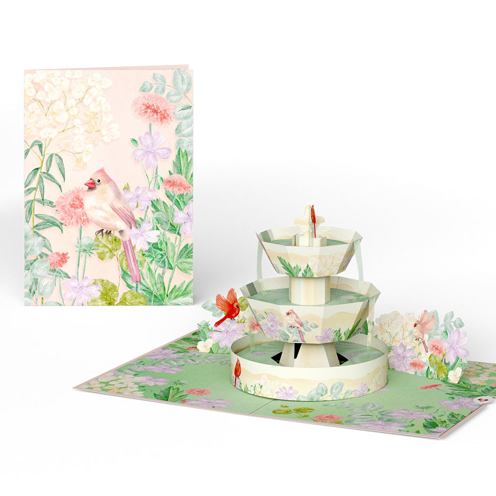 Cardinals in the Garden Pop-Up Card & Luxe Bouquet