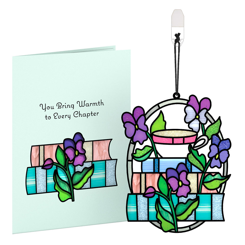 Warmth in Every Chapter Suncatcher Card