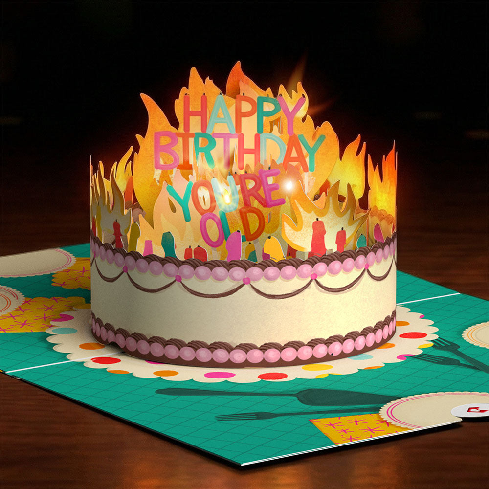Too Many Candles Birthday Music and Lights Pop-Up Card & Bouquet Bundle