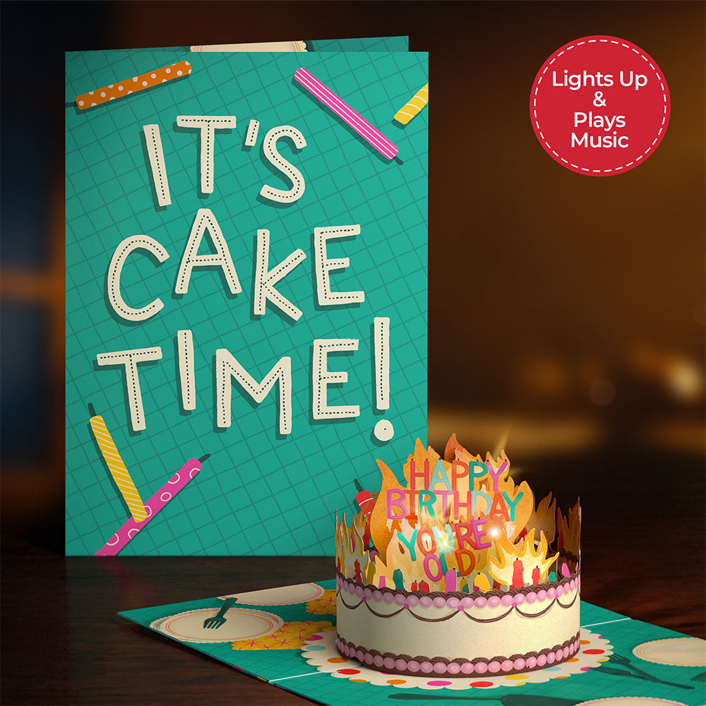 Too Many Candles Birthday Music and Lights Pop-Up Card