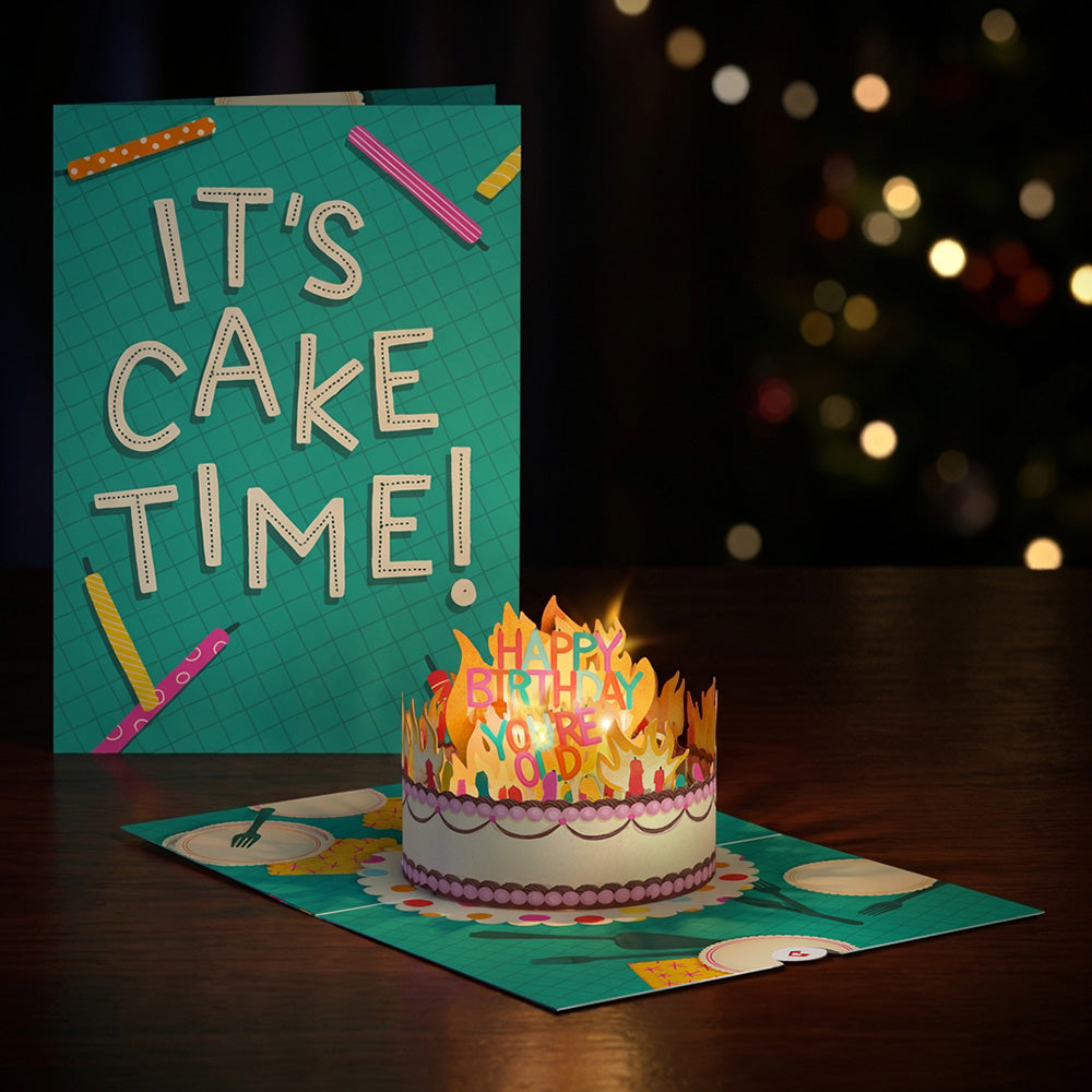 Too Many Candles Birthday Music and Lights Pop-Up Card & Bouquet Bundle