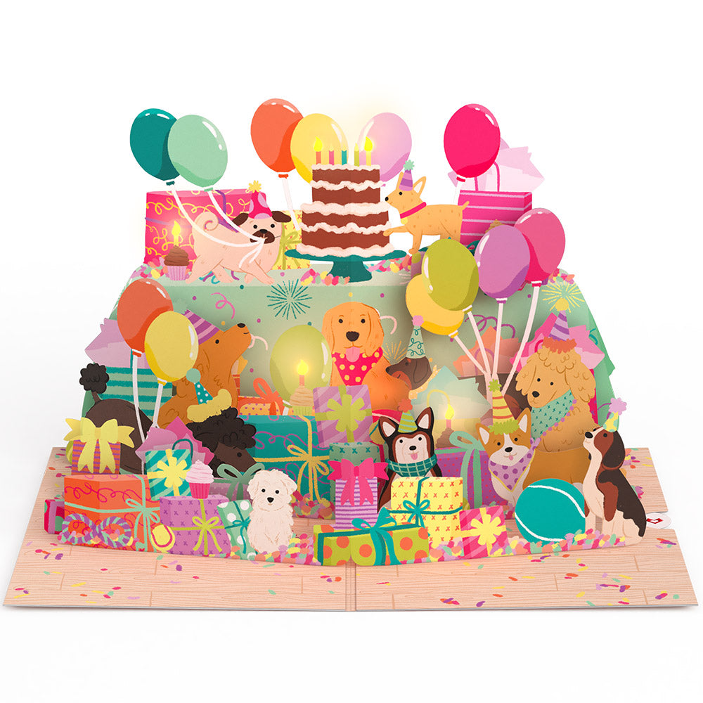 Birthday Pawty Pups Music and Lights Pop-Up Card