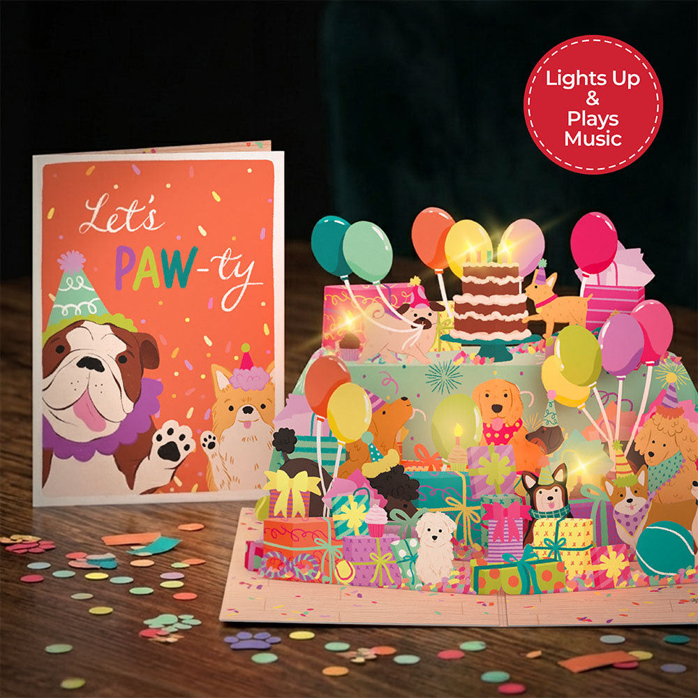 Birthday Pawty Pups Music and Lights Pop-Up Card