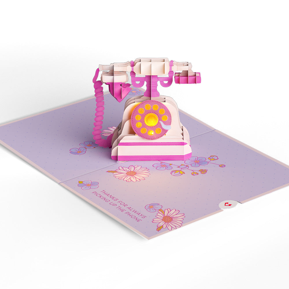 'Hey Mom' Vintage Phone Music and Lights Pop-Up Card