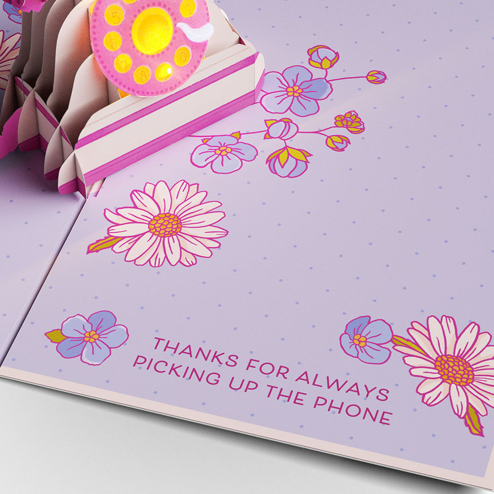 'Hey Mom' Vintage Phone Music and Lights Pop-Up Card