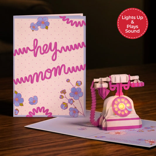 'Hey Mom' Vintage Phone Music and Lights Pop-Up Card