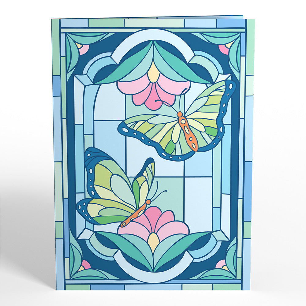 Stained Glass Butterfly Light-Up Pop-Up Card