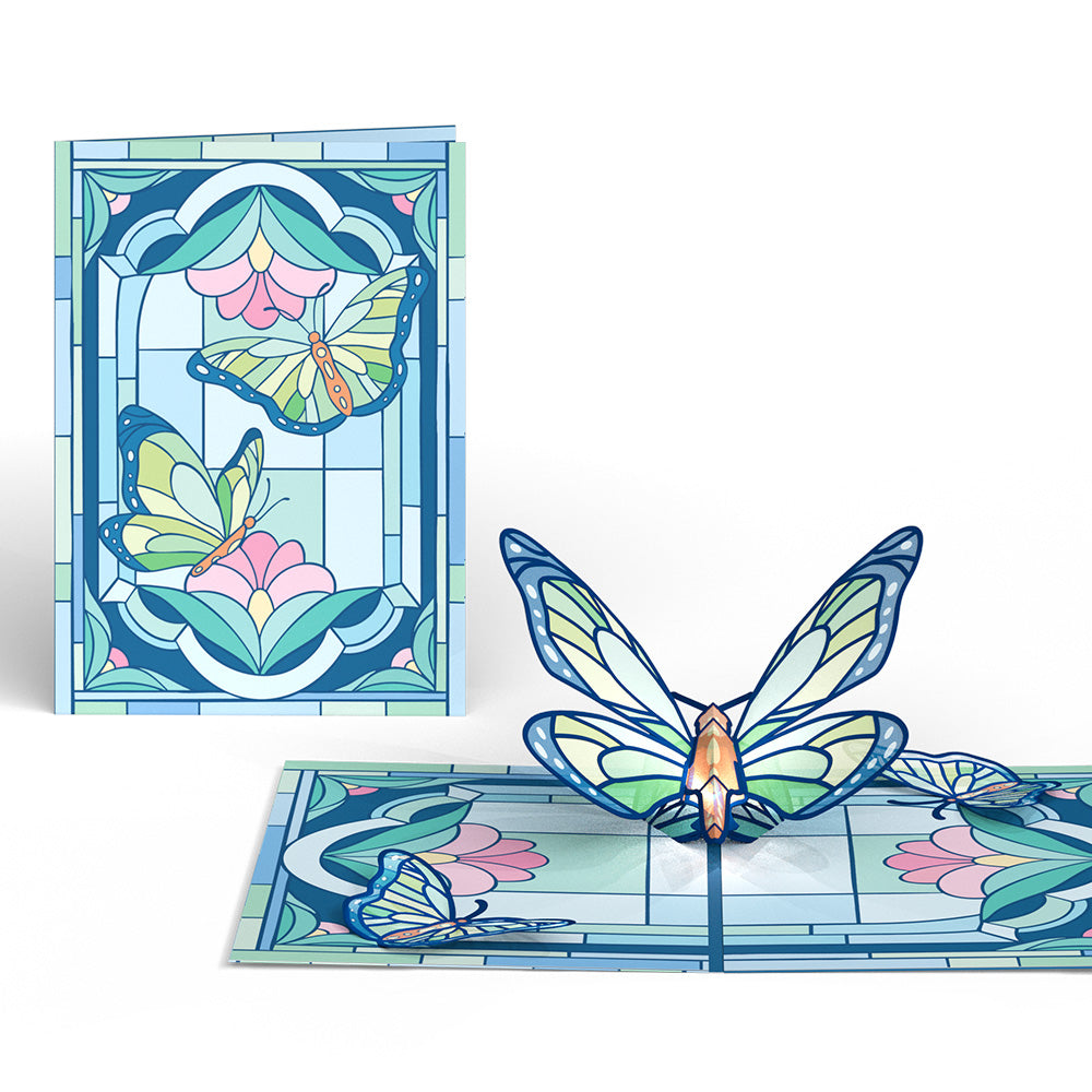 Stained Glass Butterfly Light-Up Pop-Up Card