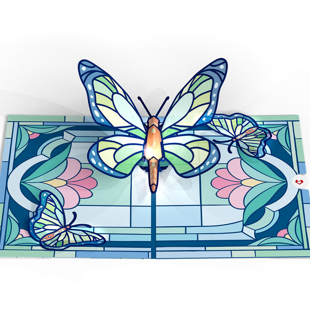 Stained Glass Butterfly Light-Up Pop-Up Card