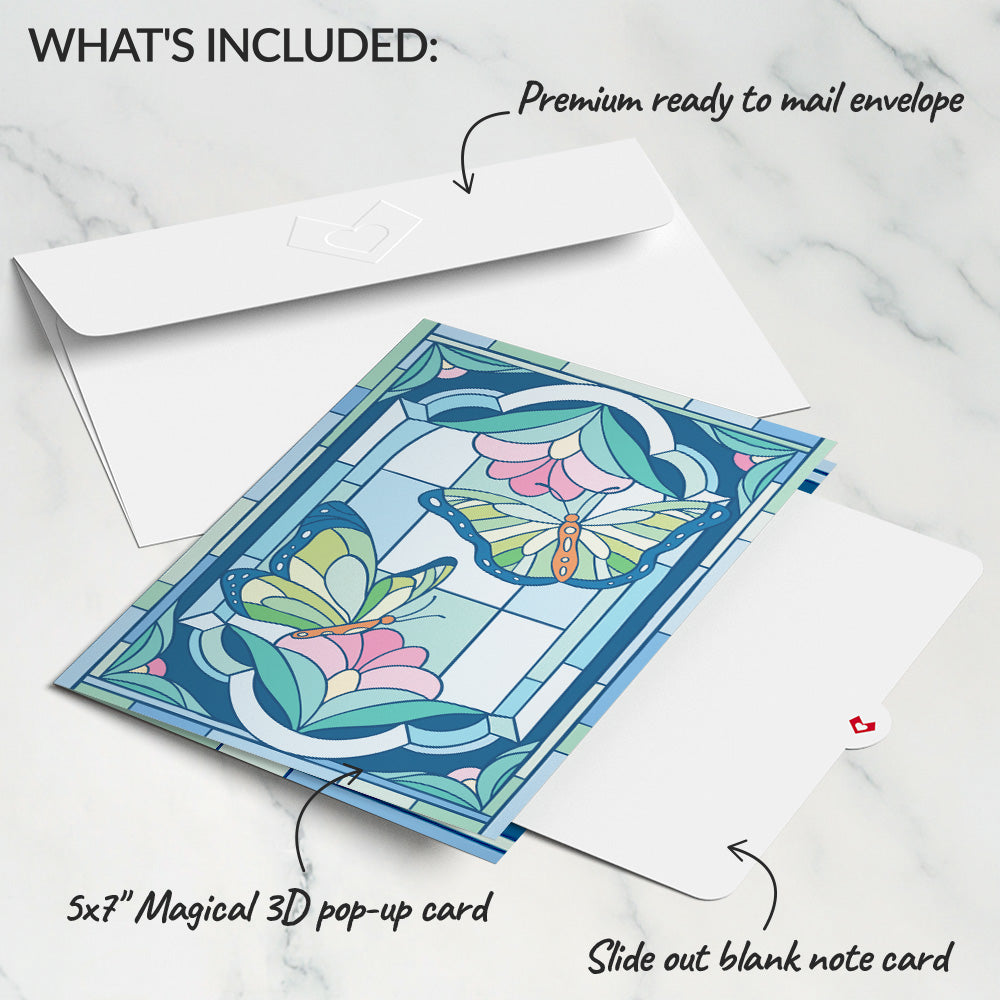 Stained Glass Butterfly Light-Up Pop-Up Card