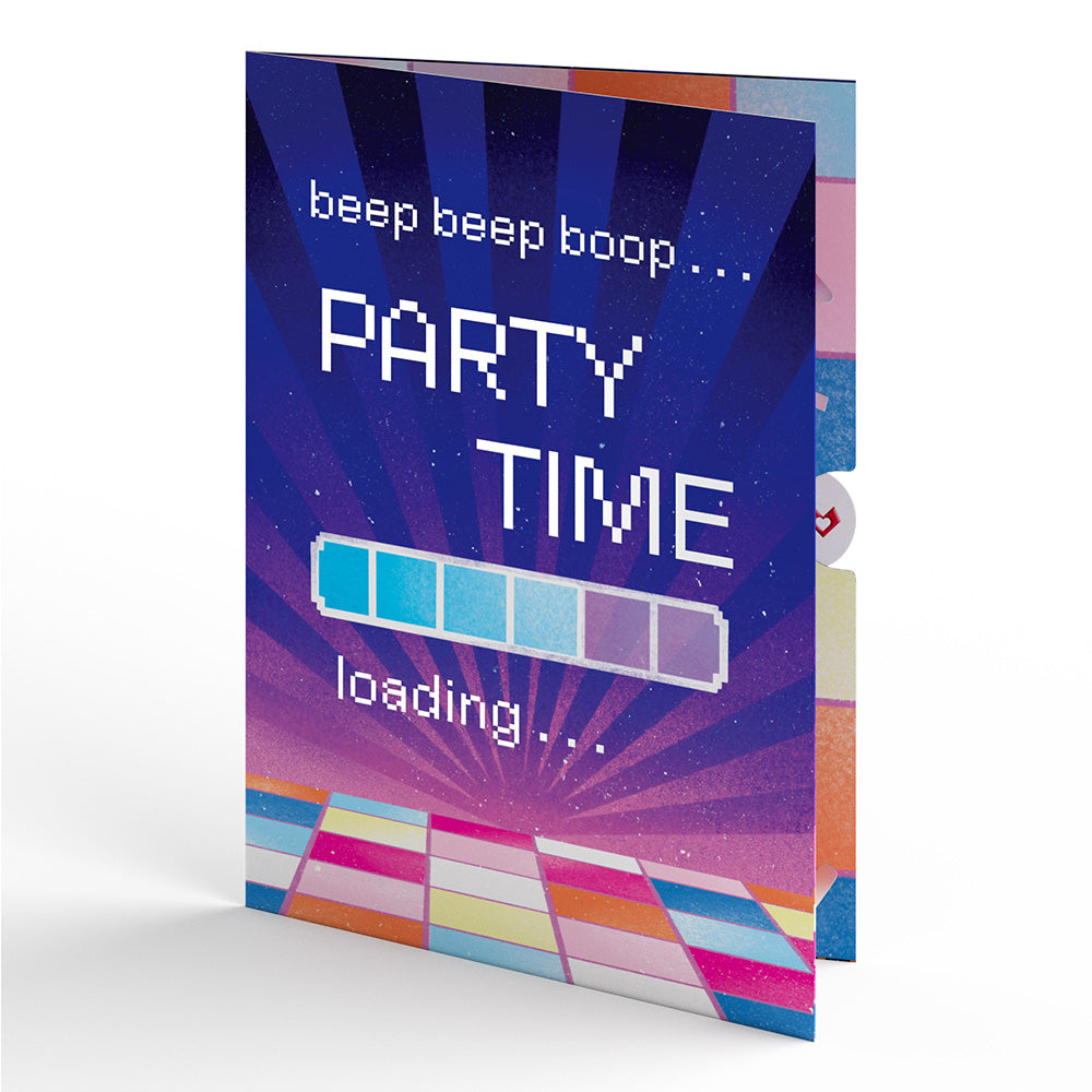 Robot Birthday Party Music and Lights Pop-Up Card
