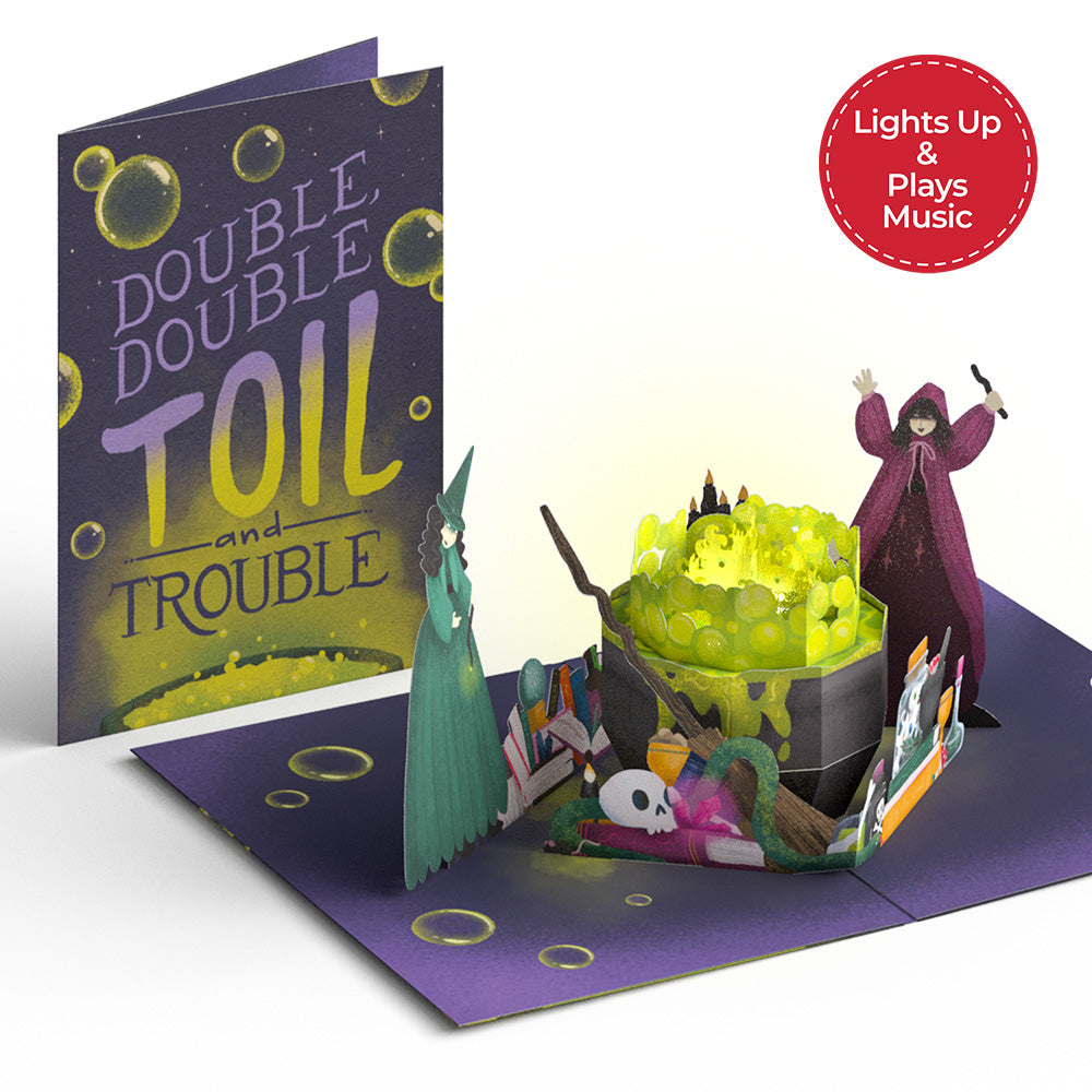 Toil and Trouble Halloween Cauldron Music and Lights Pop-Up Card